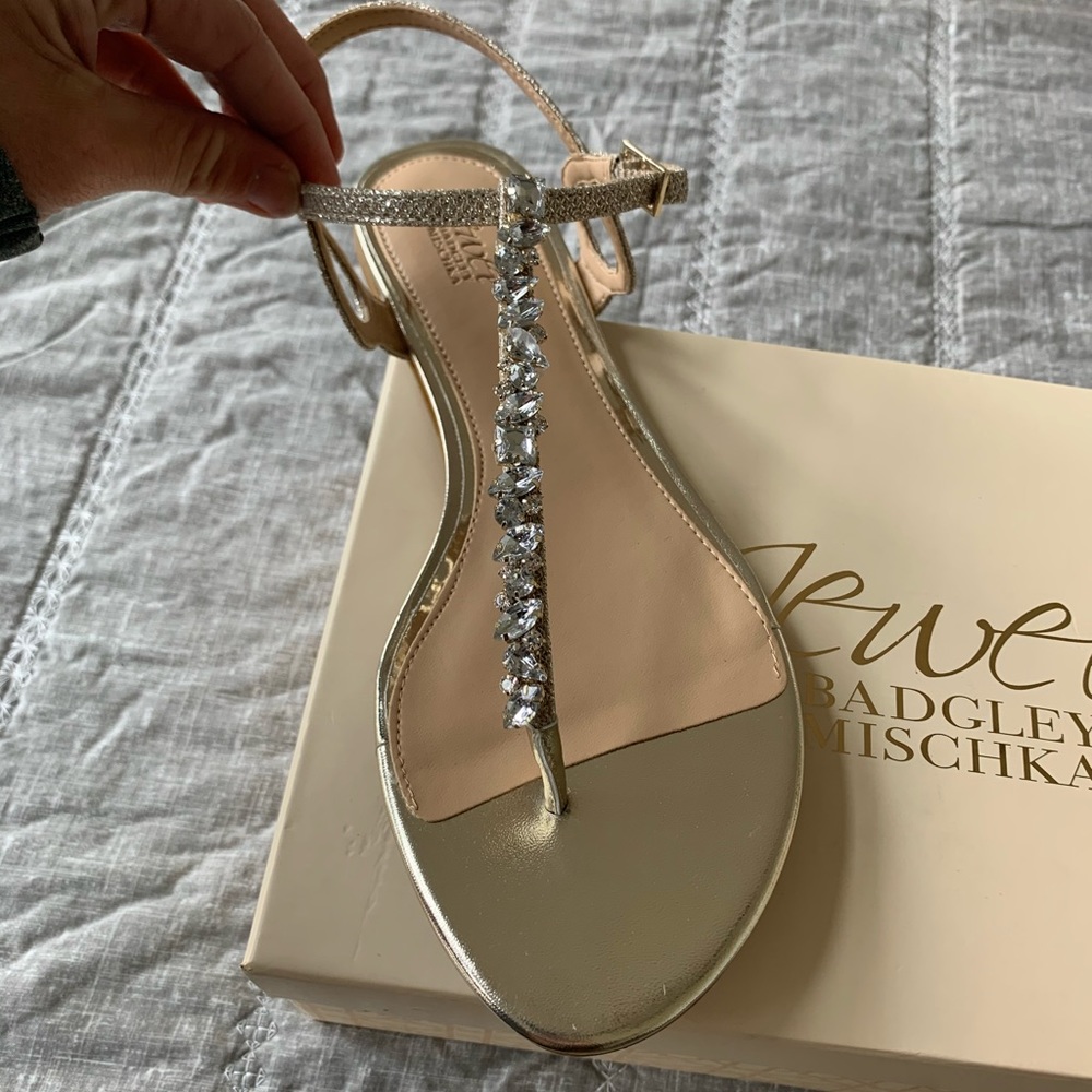 Jeweled badgley mischka gold sandals